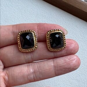 Julie Vos Gold and Black Square Earrings
